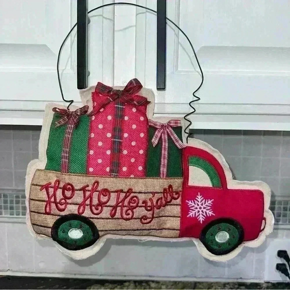 “Ho, Ho, Ho Y’all” Christmas Monogrammed Door Hanger - Picture 2 of 10